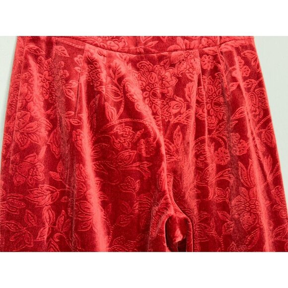 VTG Talbot's Women's 4 Red Velvet Printed Floral Stretch Retro Bootcut Mid-Rise - Picture 9 of 11